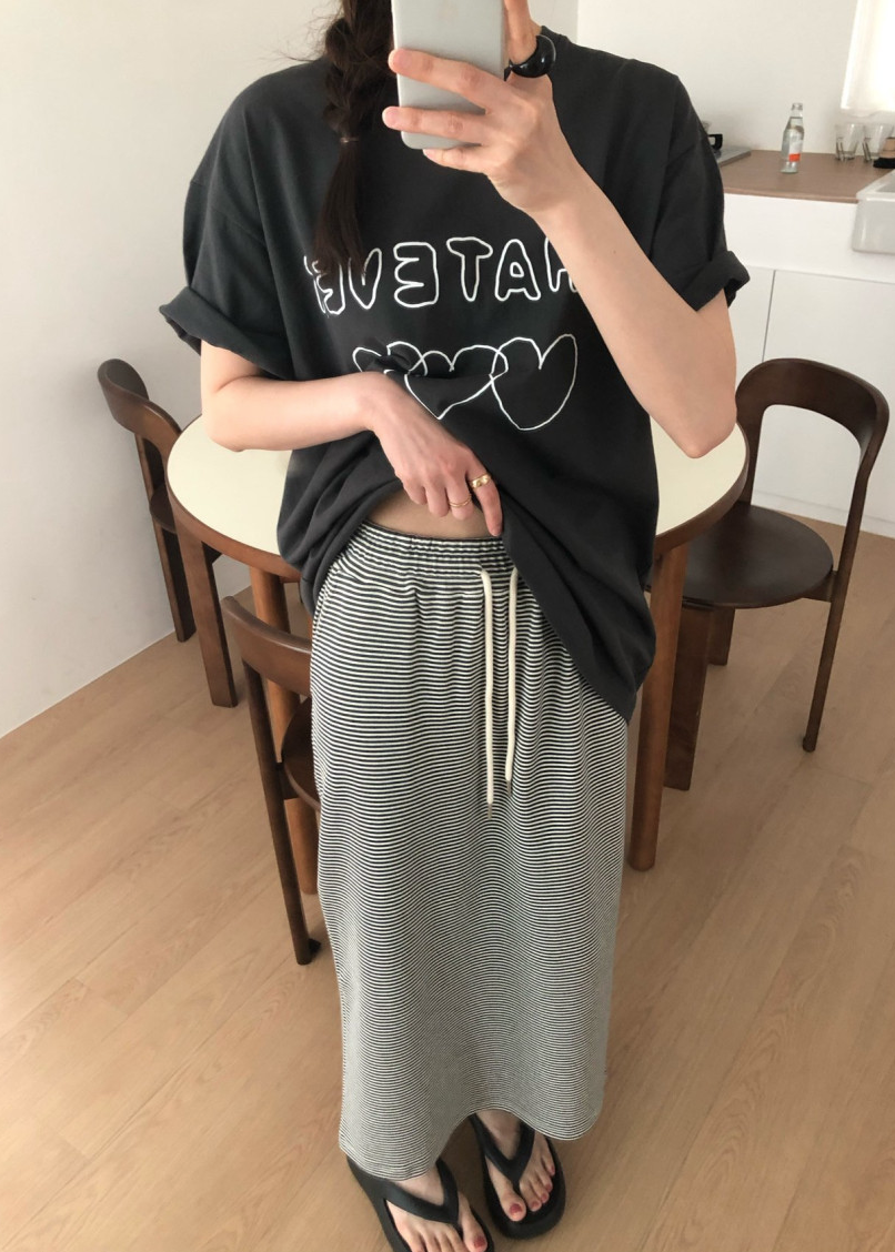 Ribbed long skirt
