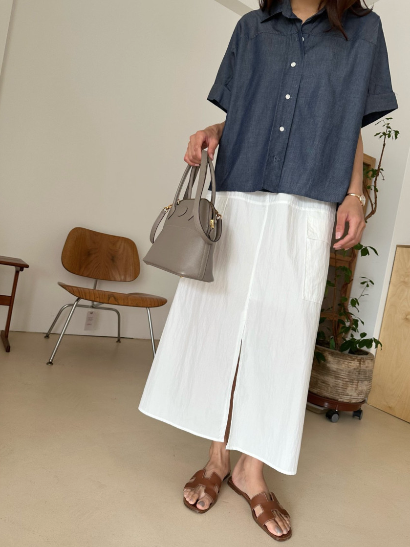 Nylon cargo skirt