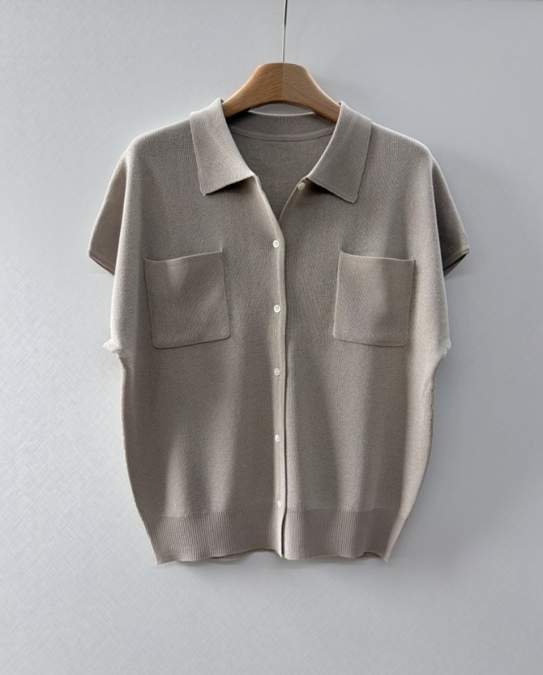 Pocket collar cardigan
