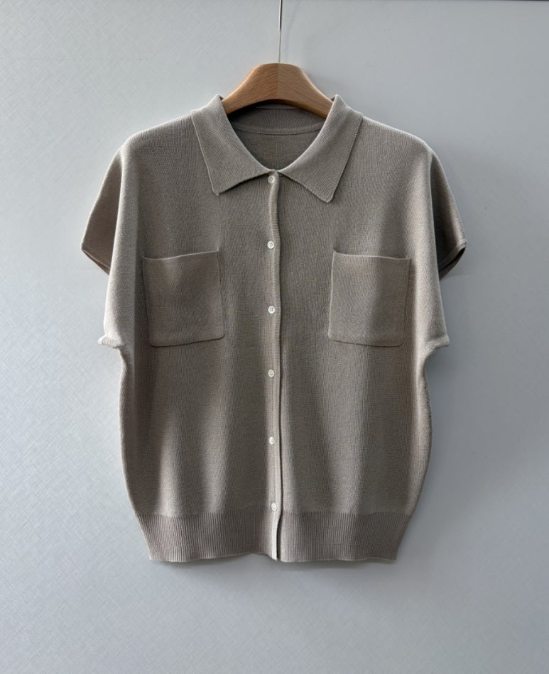 Pocket collar cardigan