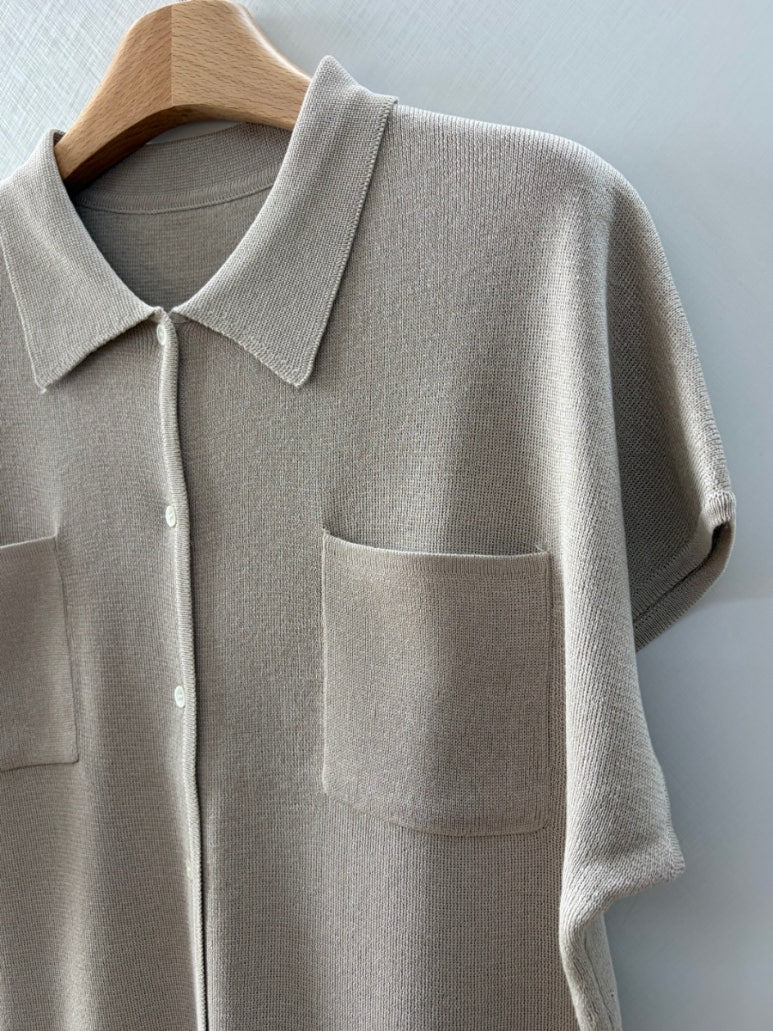 Pocket collar cardigan