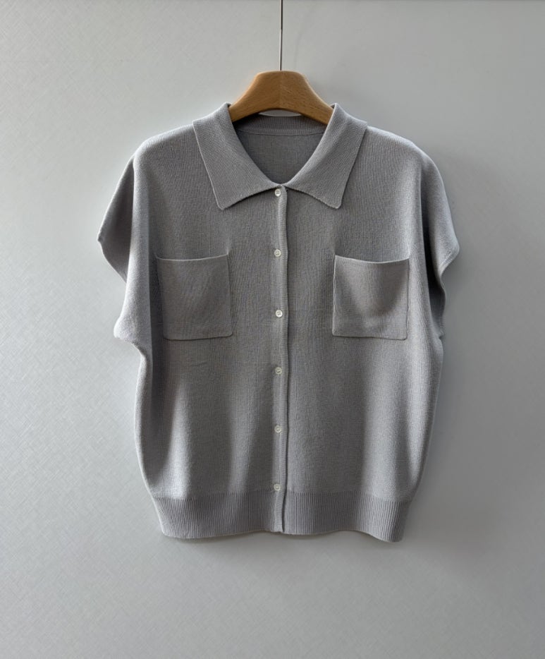 Pocket collar cardigan