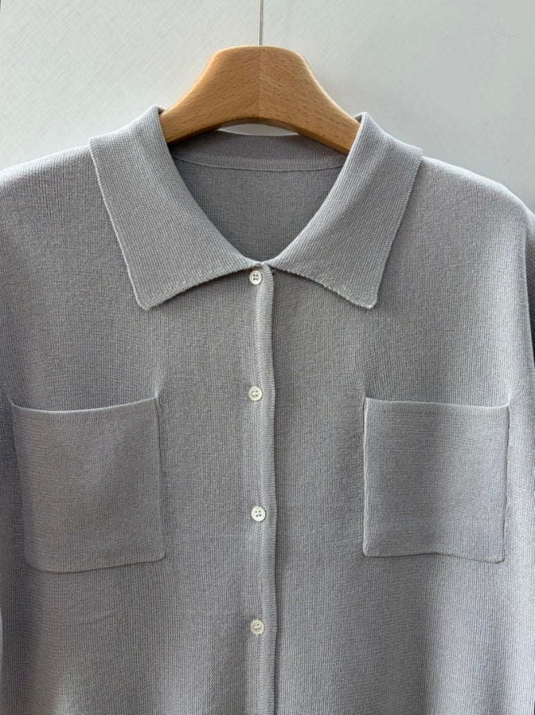 Pocket collar cardigan