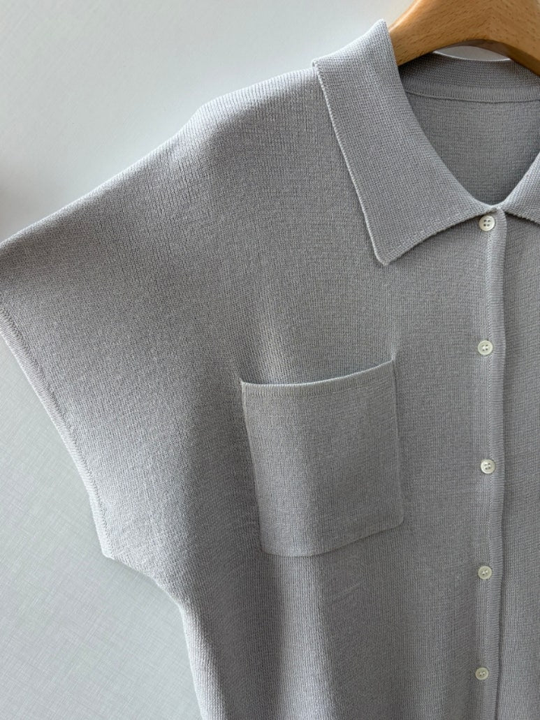 Pocket collar cardigan