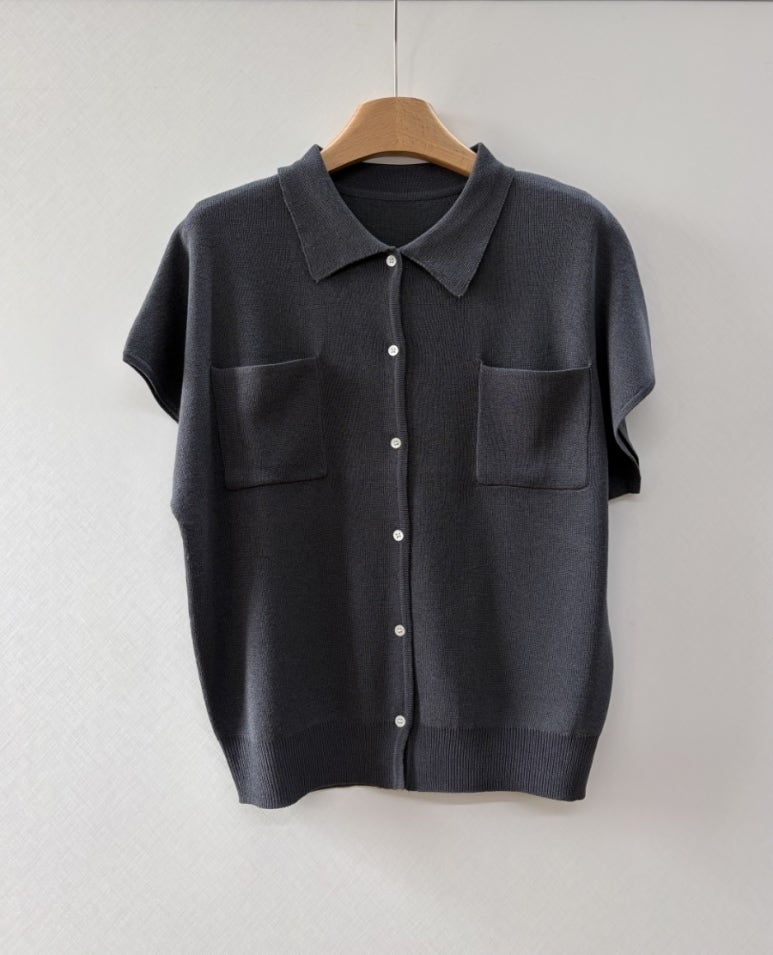 Pocket collar cardigan