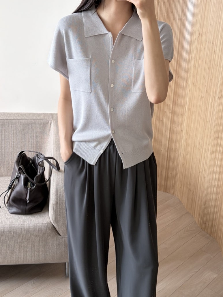 Pocket collar cardigan