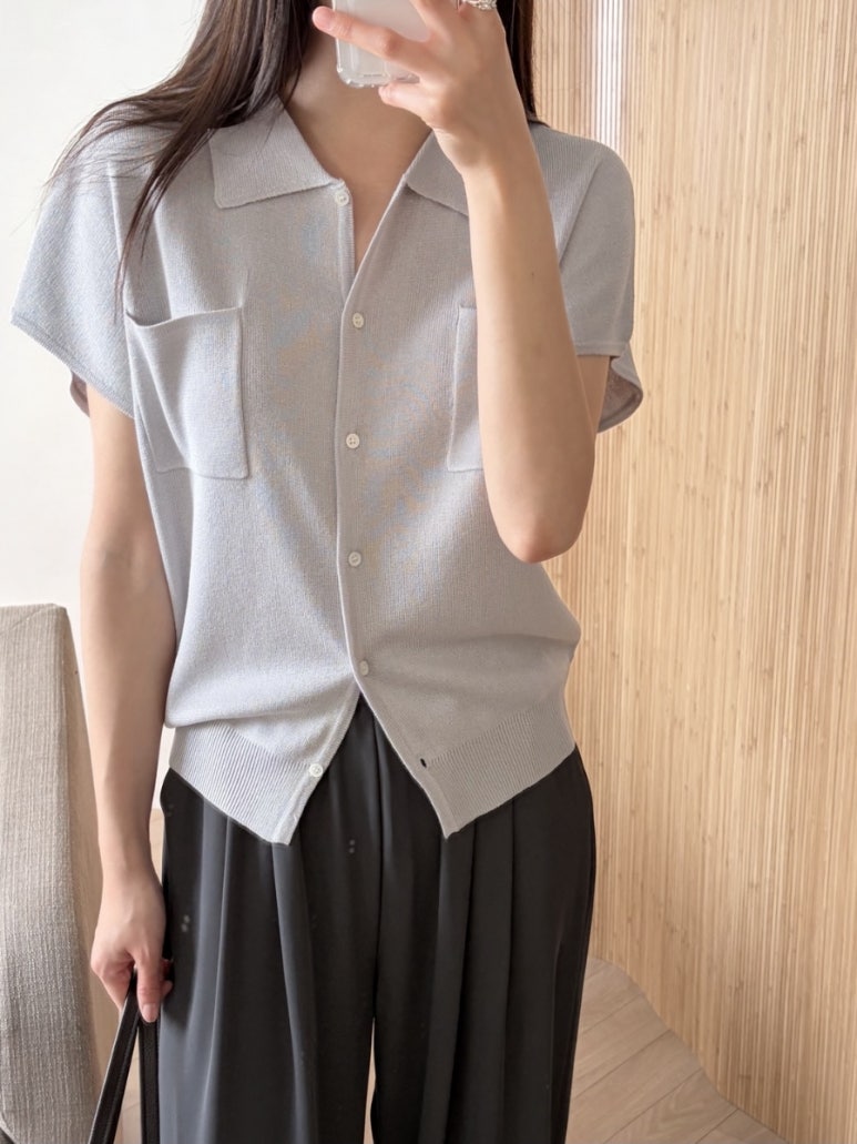 Pocket collar cardigan