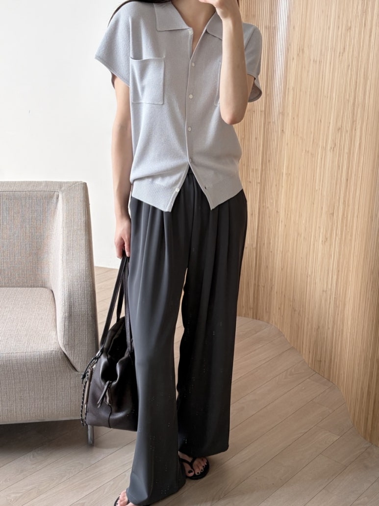 Pocket collar cardigan
