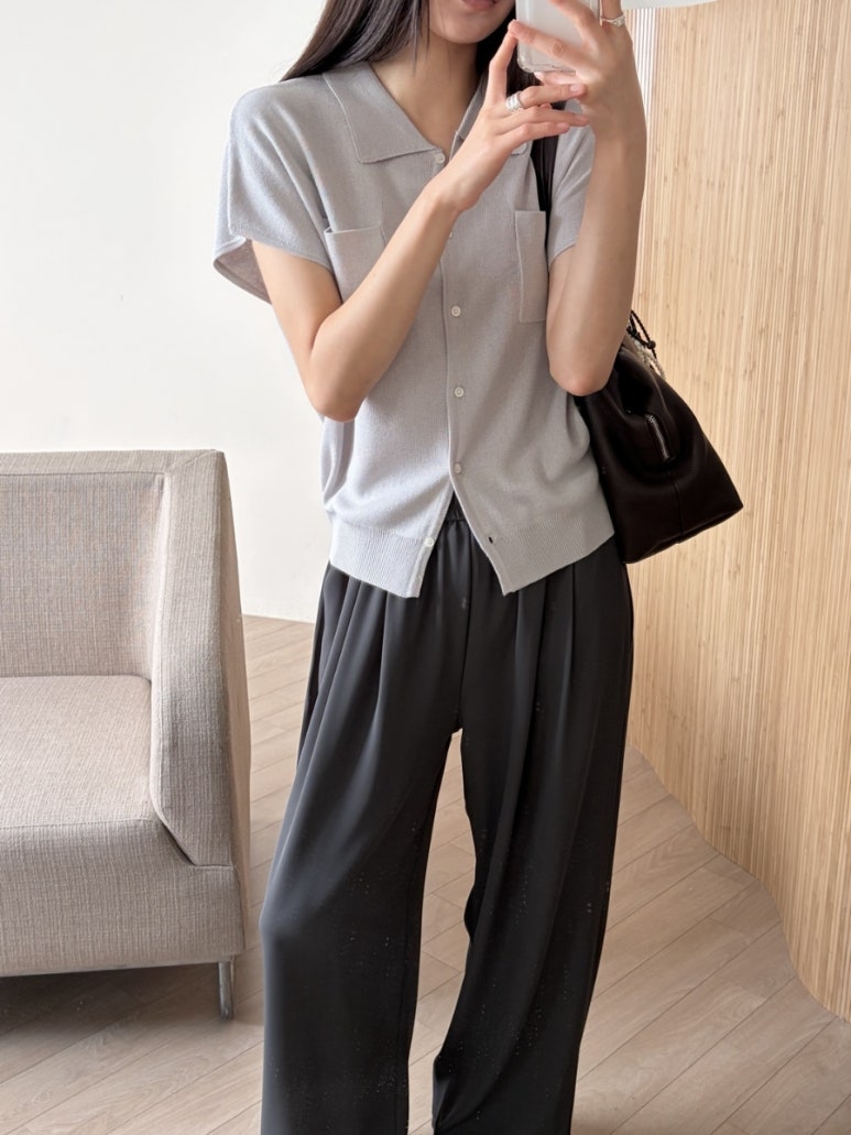 Pocket collar cardigan