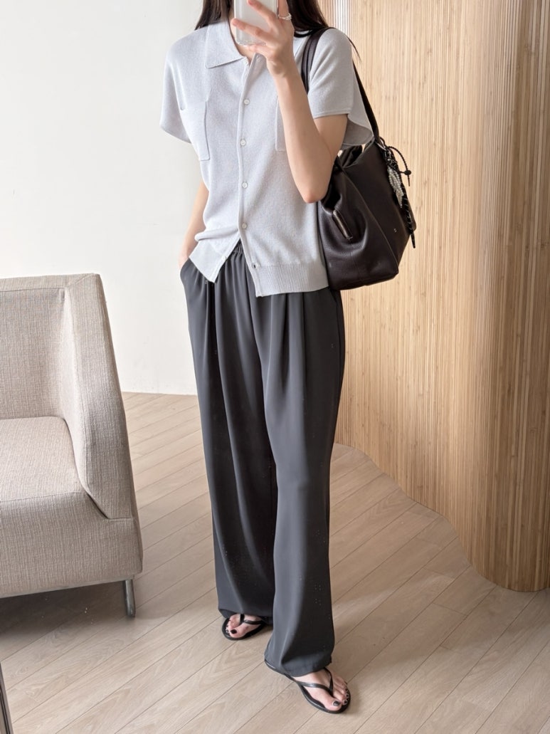 Pocket collar cardigan