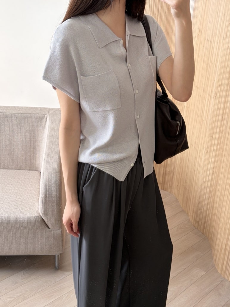 Pocket collar cardigan