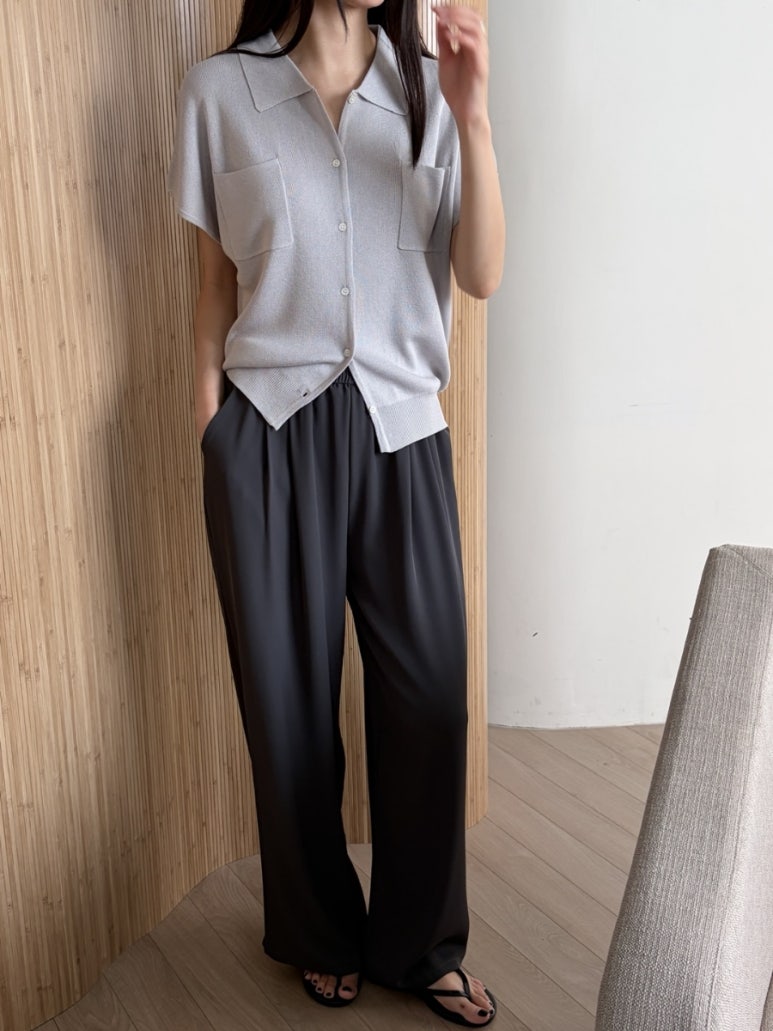 Pocket collar cardigan