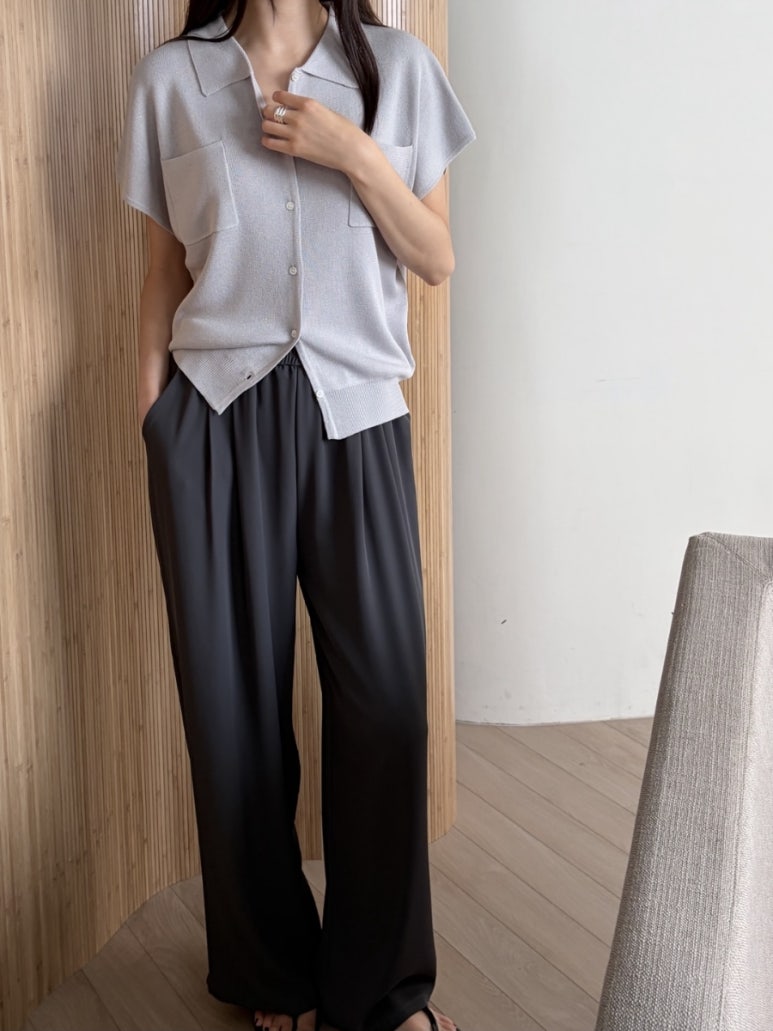 Pocket collar cardigan