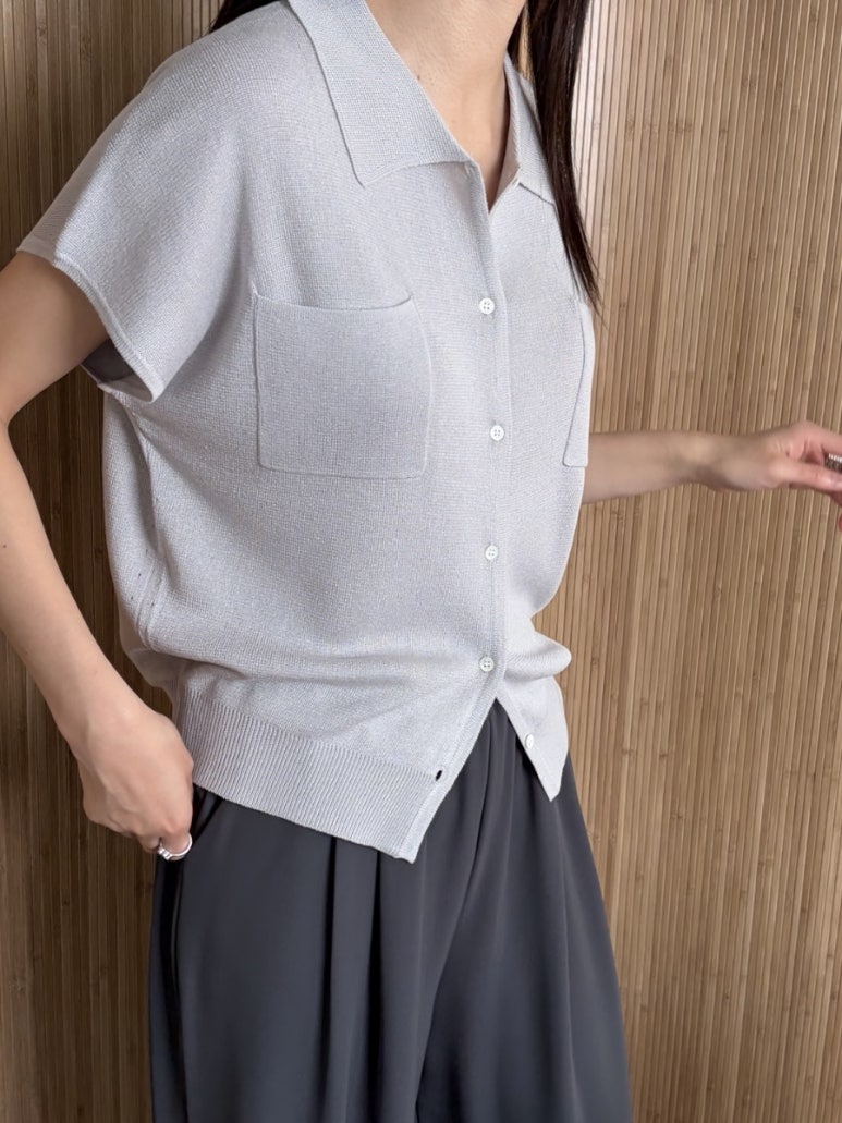 Pocket collar cardigan
