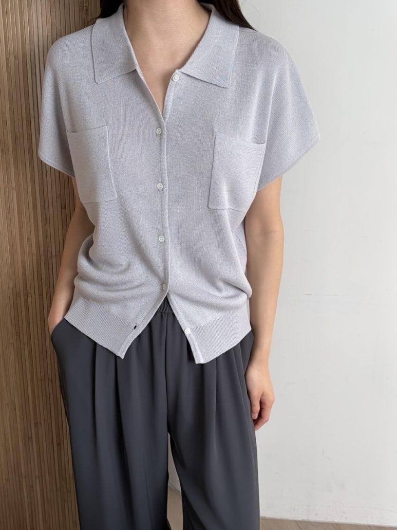 Pocket collar cardigan