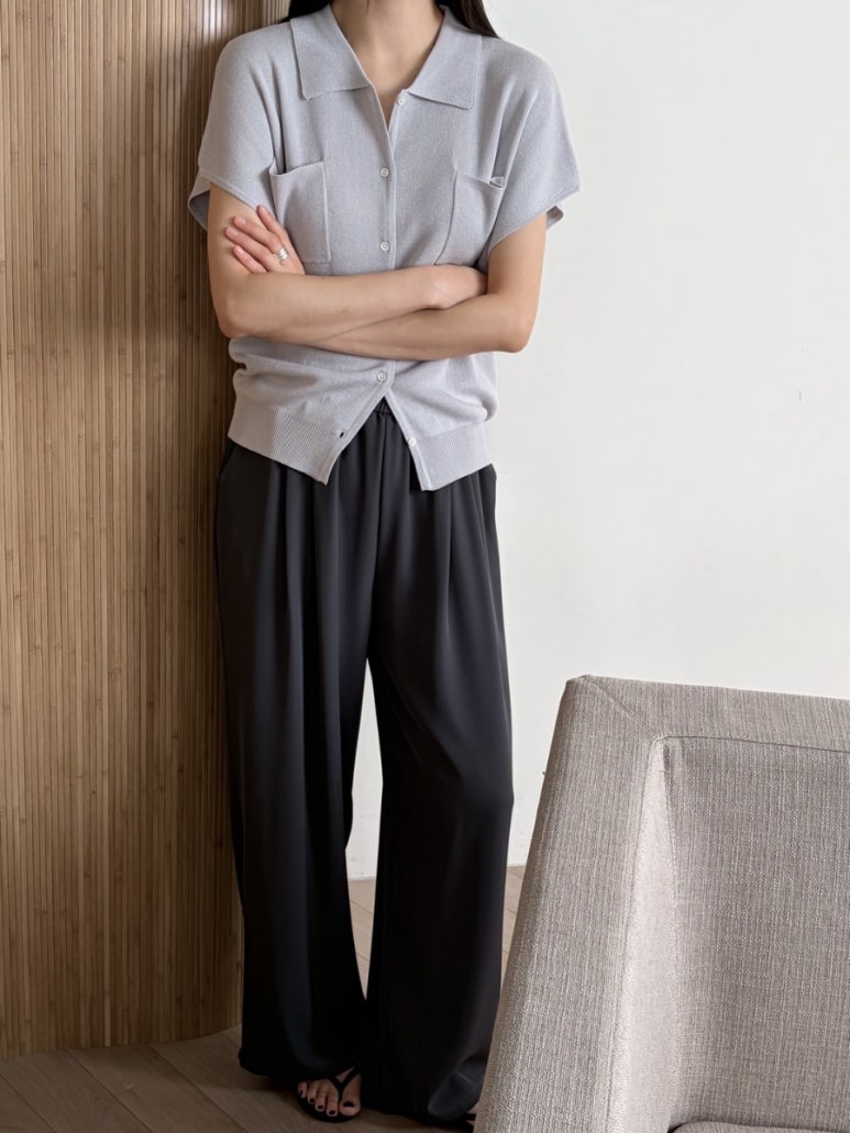 Pocket collar cardigan