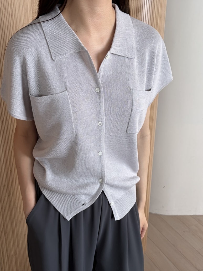 Pocket collar cardigan