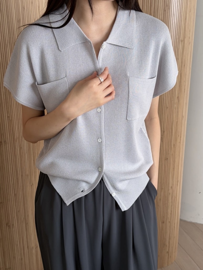 Pocket collar cardigan