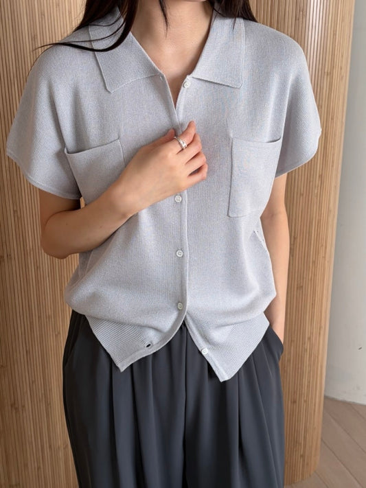 Pocket collar cardigan
