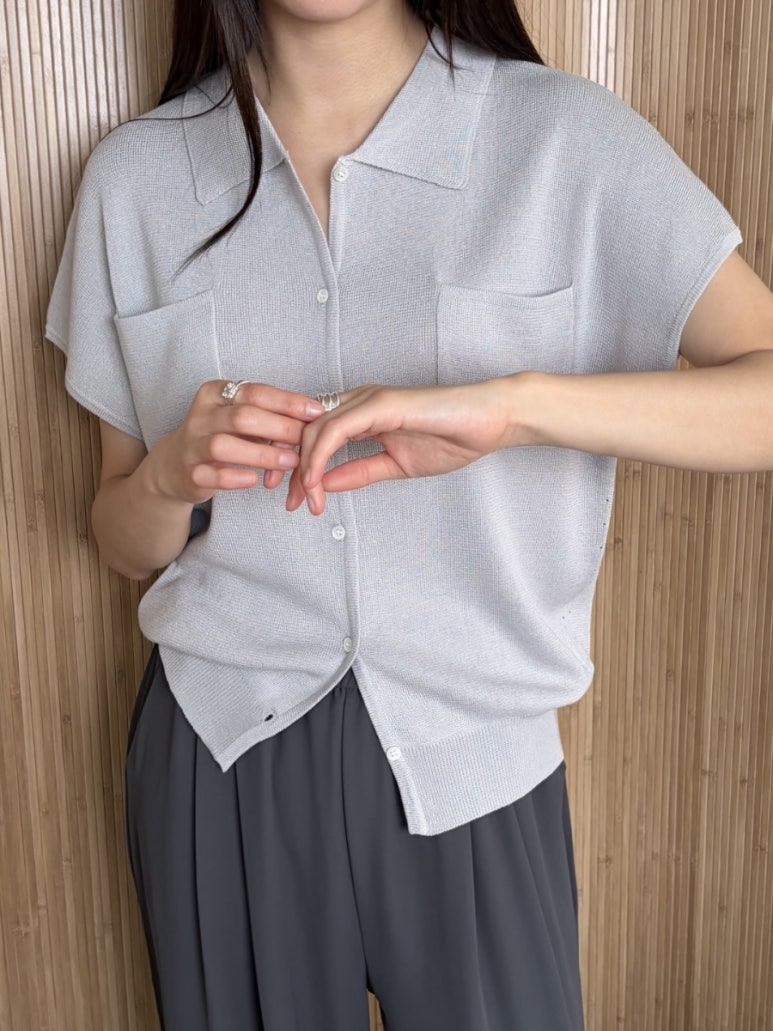 Pocket collar cardigan