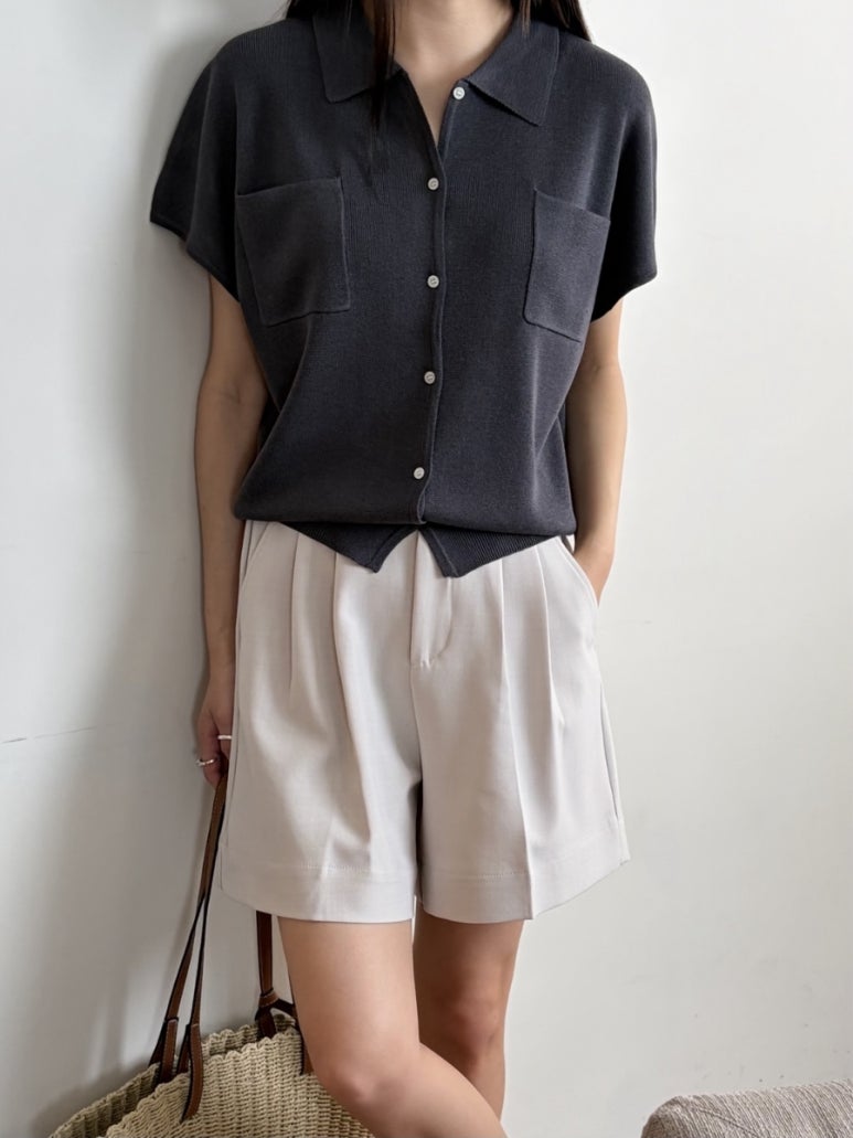 Pocket collar cardigan