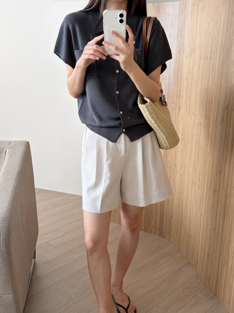 Pocket collar cardigan