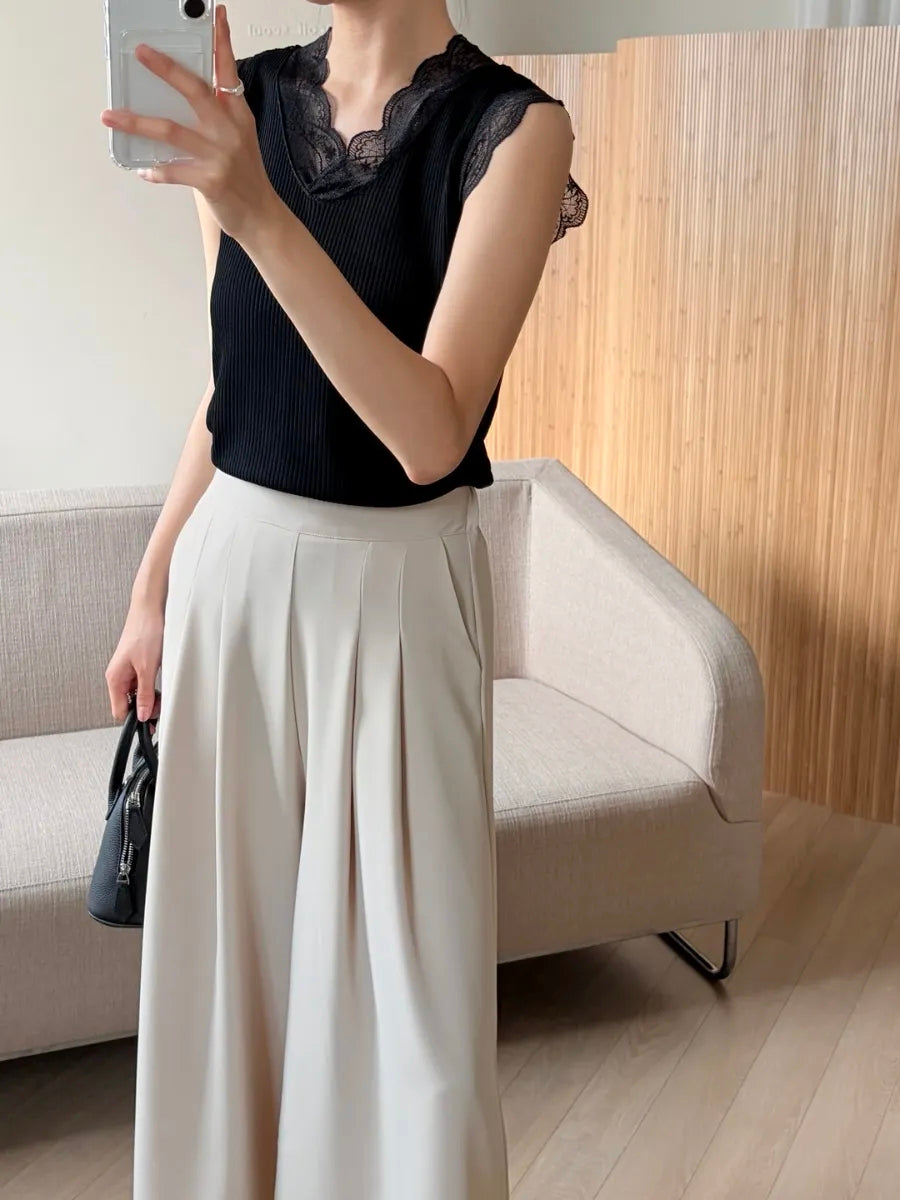 Silky wide-leg pants