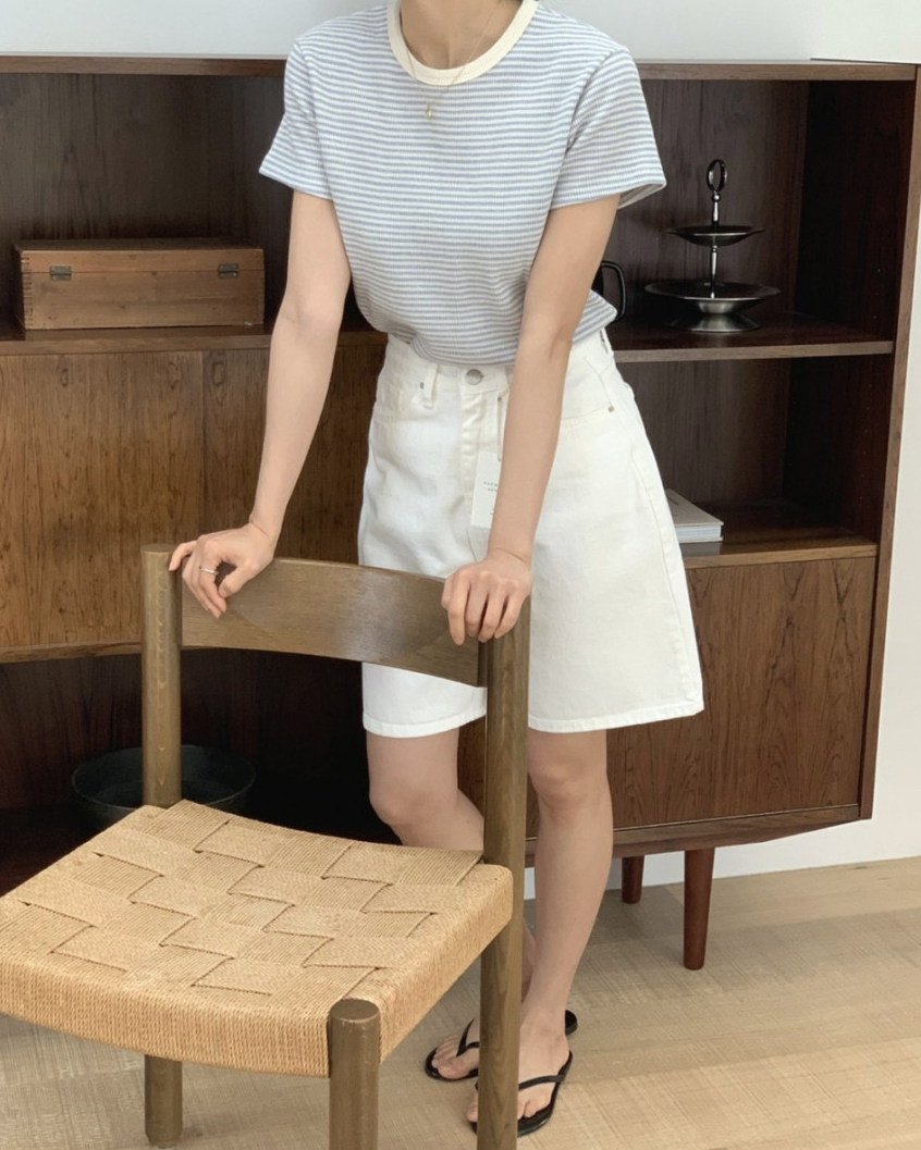 Summer waffle striped t-shirt