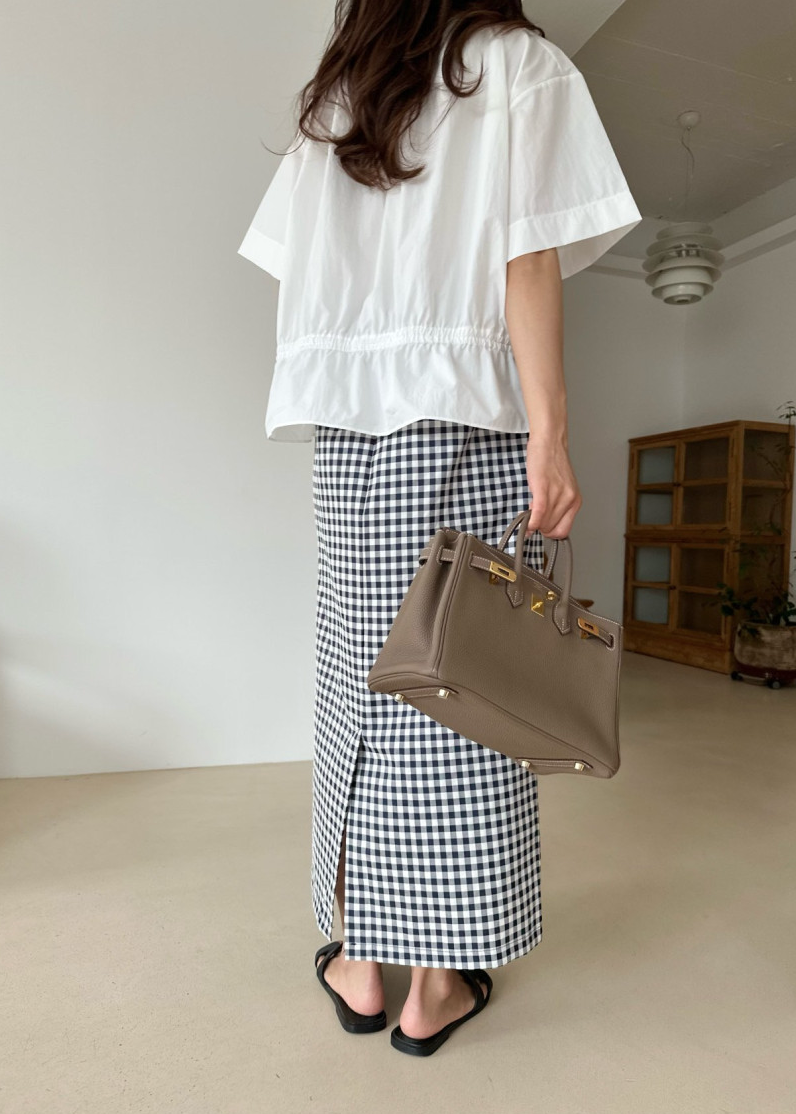 Gingham checkered H skirt