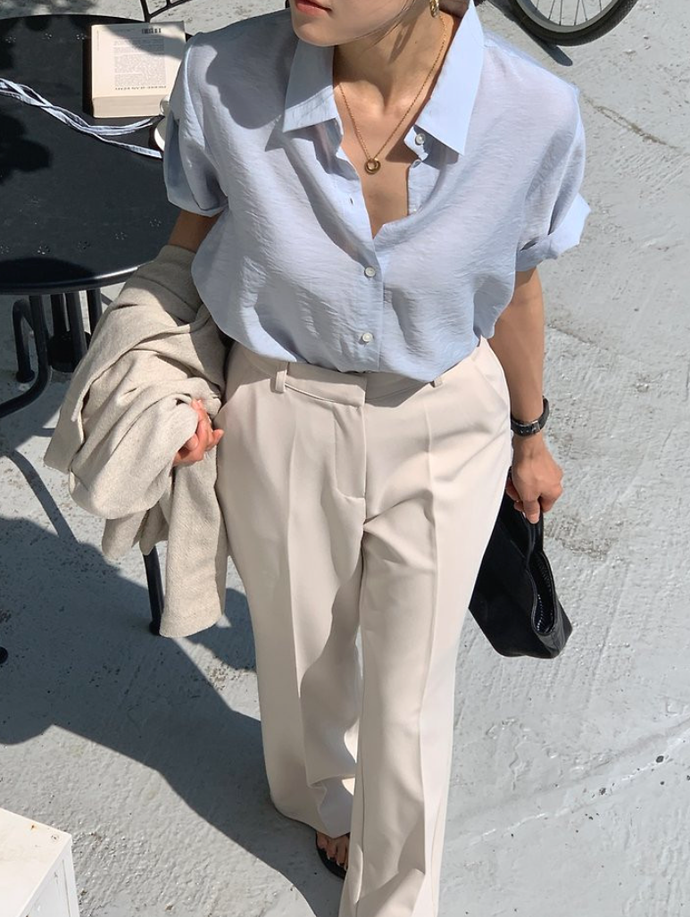 Silky half sleeves blouse