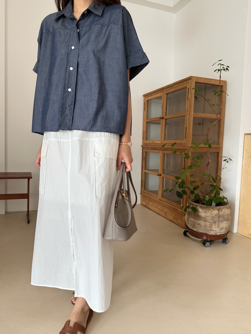 Nylon cargo skirt