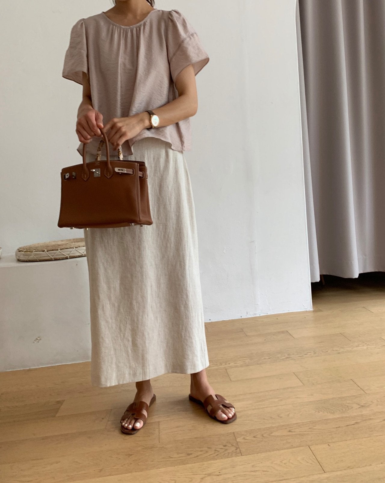 Modal puff sleeves blouse