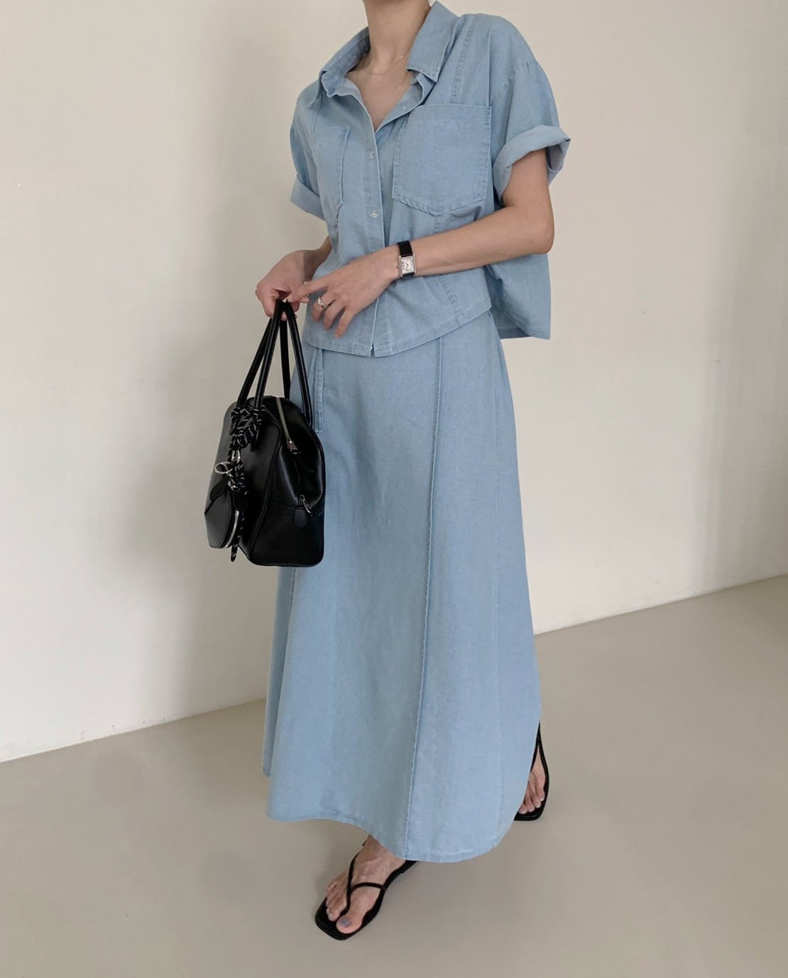 Tencel denim skirt set