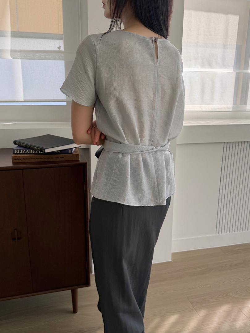 Waist sash blouse