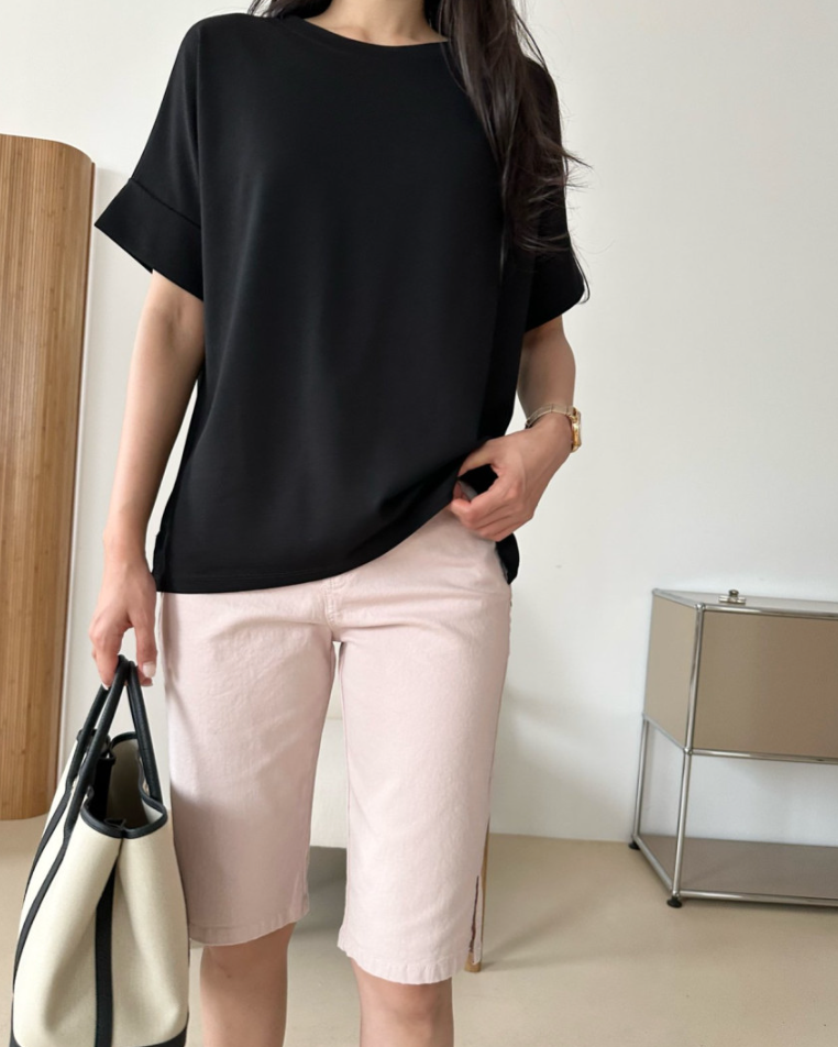 Silky wide cuff T-shirt