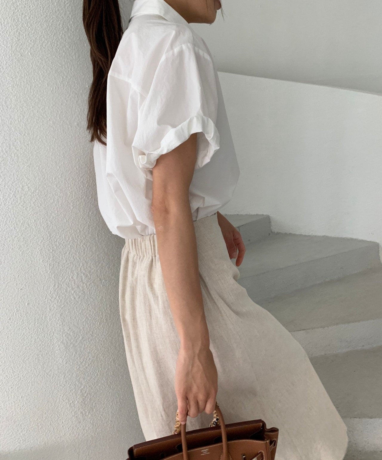 Rolled-up cotton shirt