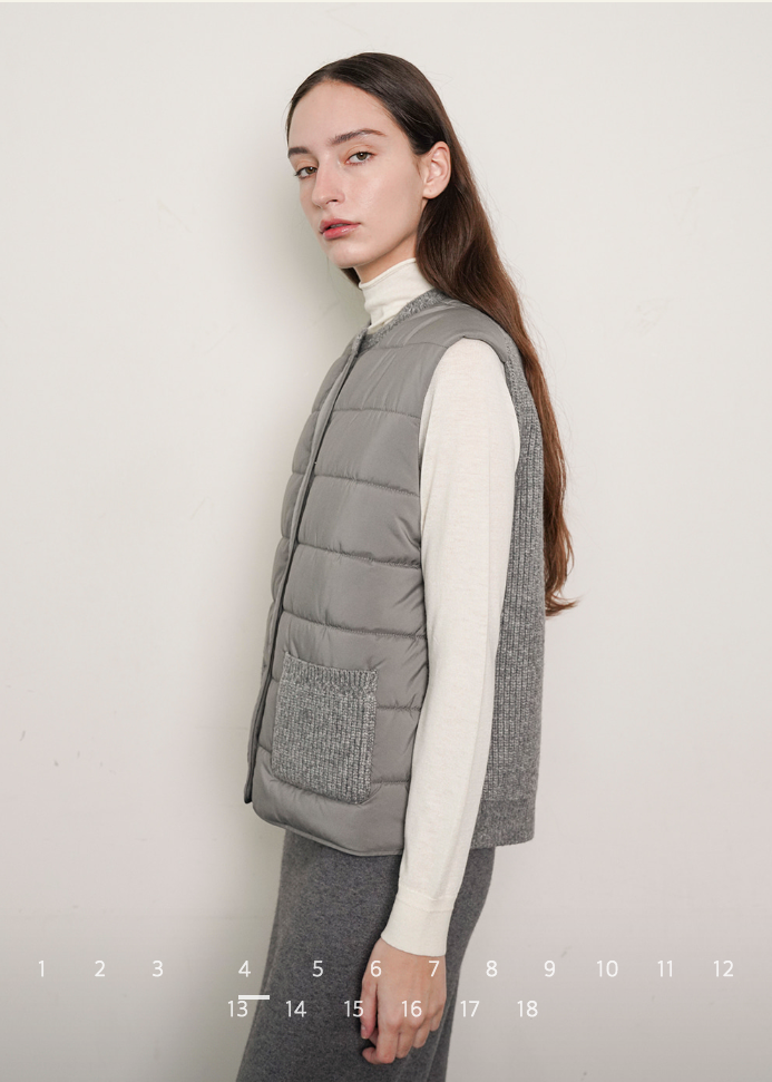 (F/W) Knitted-back down vest