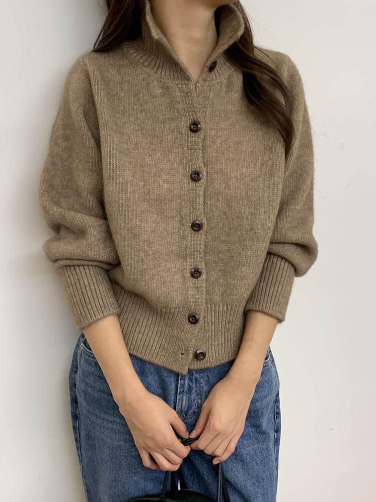 (F/W)High neck cardigan