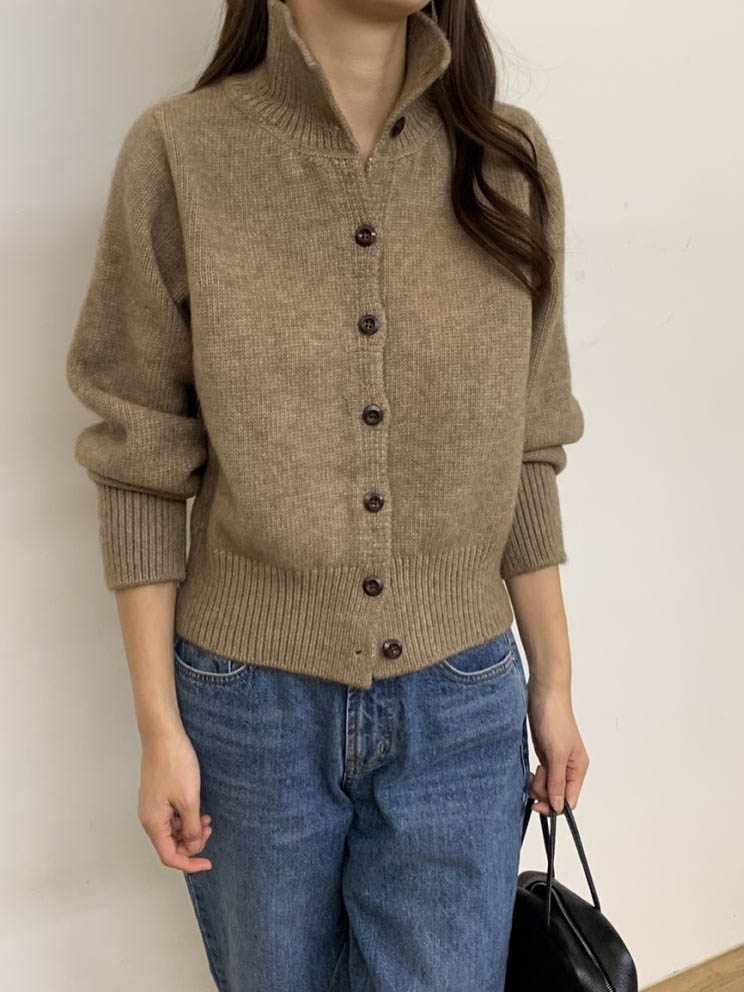 (F/W)High neck cardigan