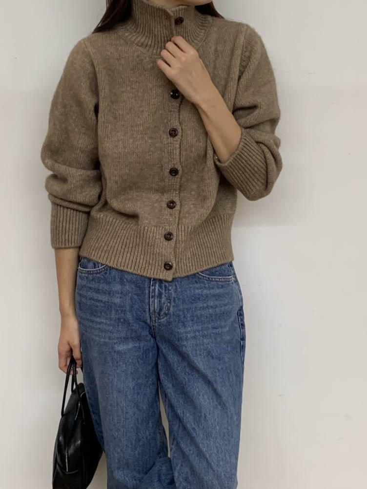 (F/W)High neck cardigan