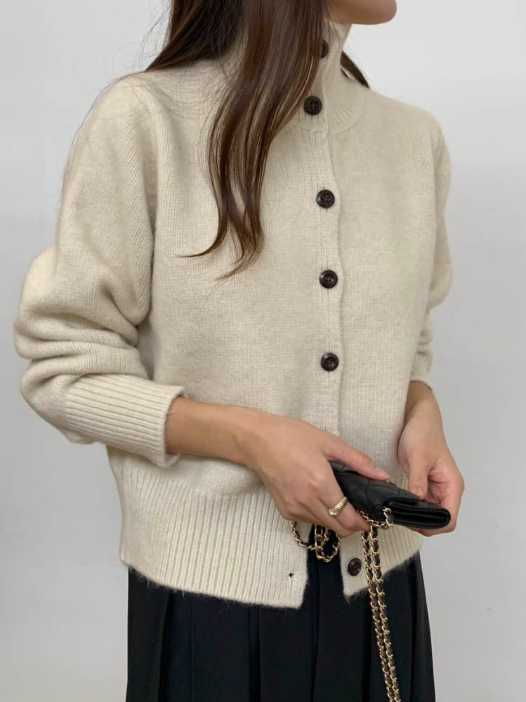 (F/W)High neck cardigan