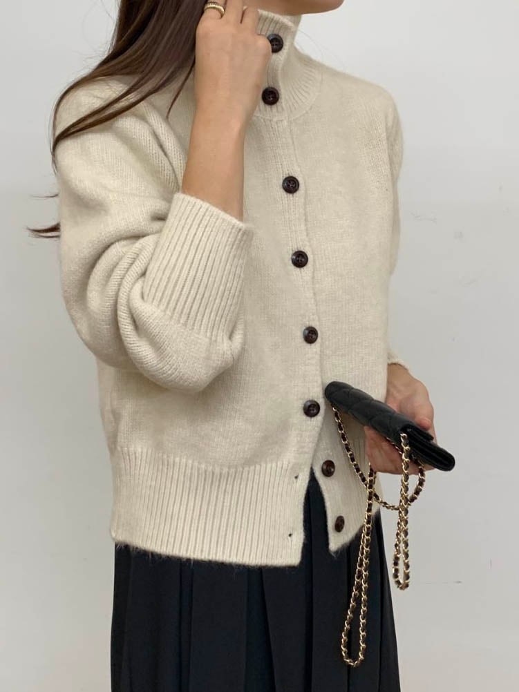 (F/W)High neck cardigan