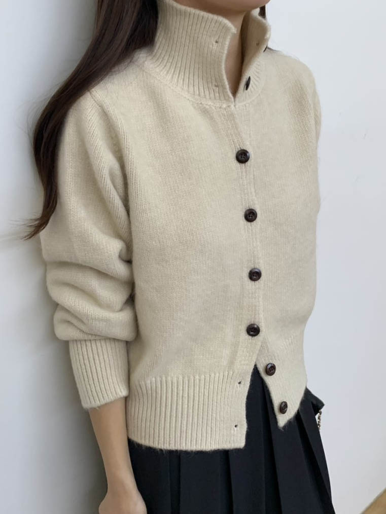 (F/W)High neck cardigan