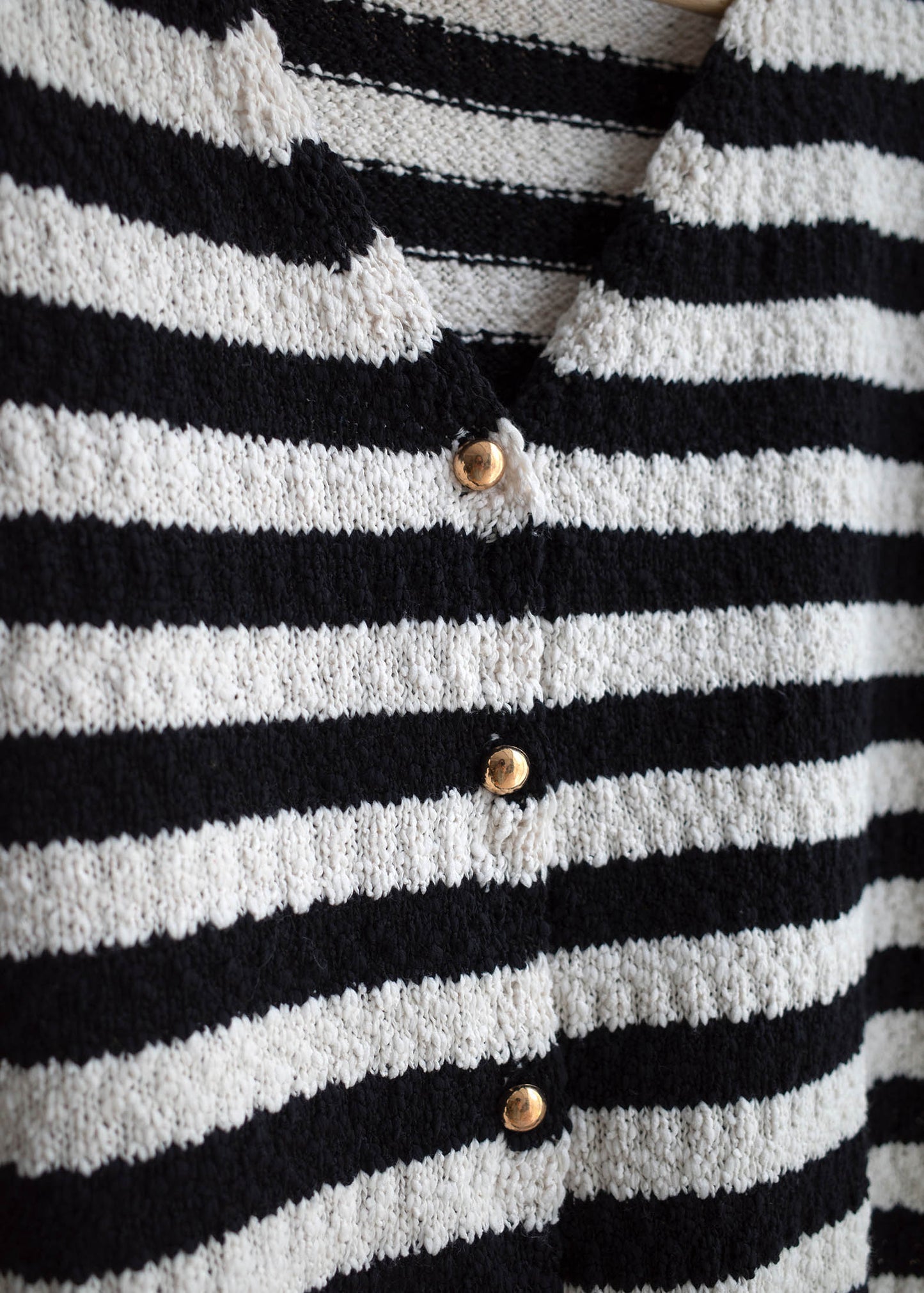 Gold button striped cardigan