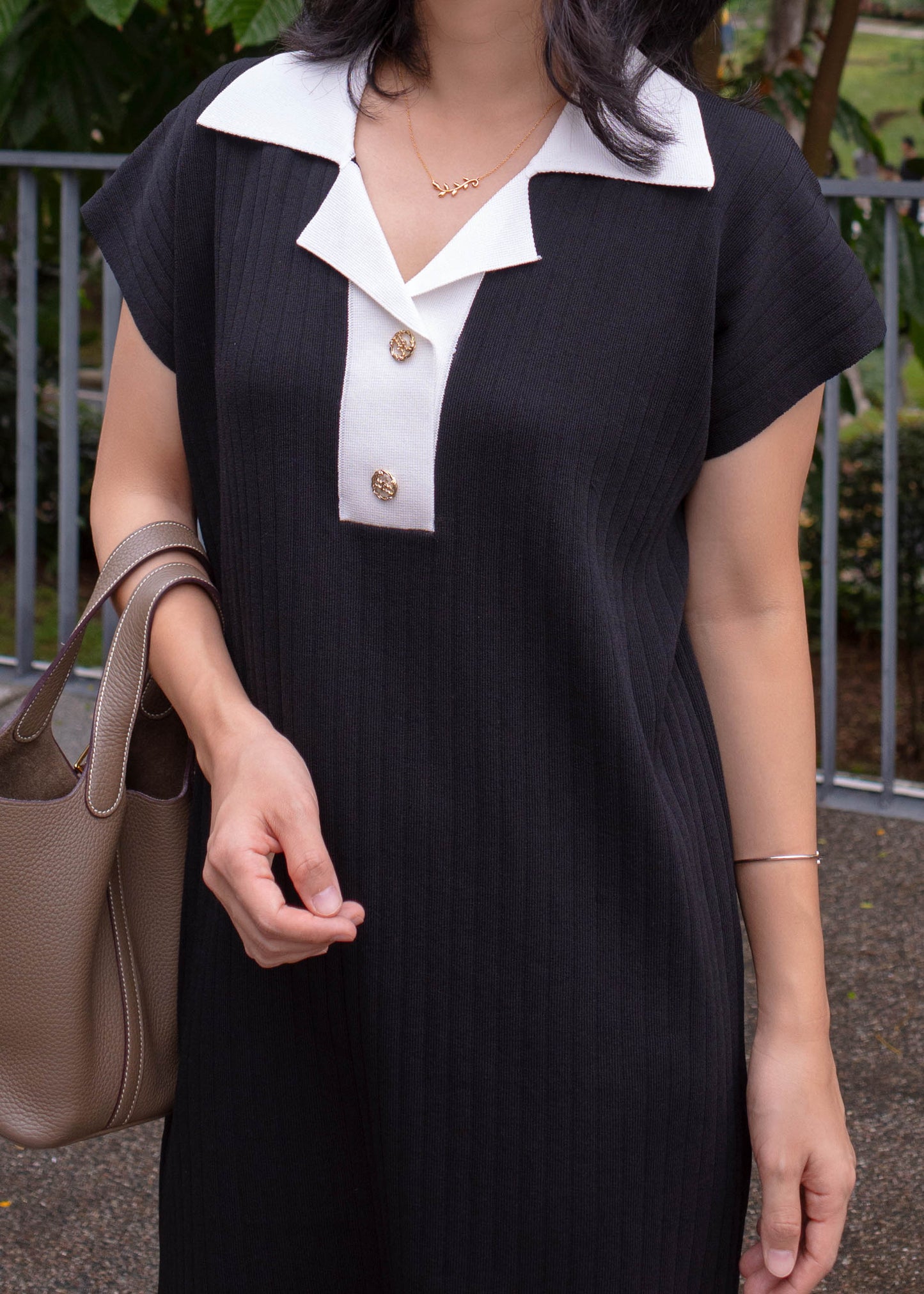 White collar knit dress