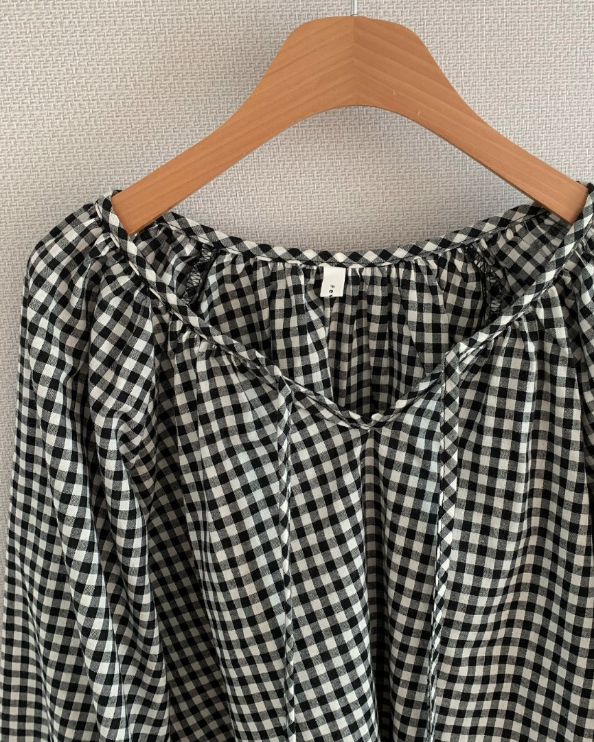 Gingham check blouse