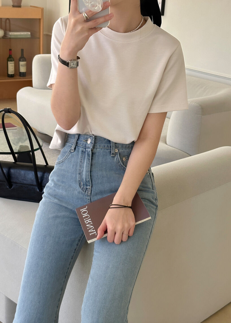 Silky semi cropped tee