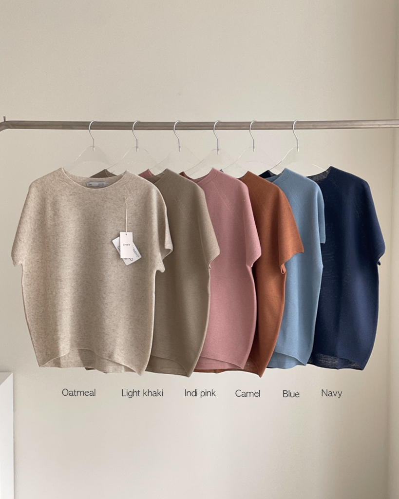 Linen wholegarment round neck knit