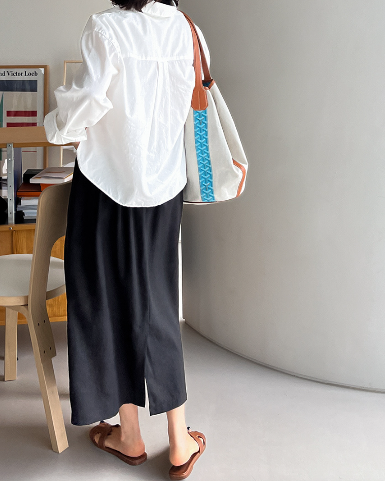 Soft linen midi skirt