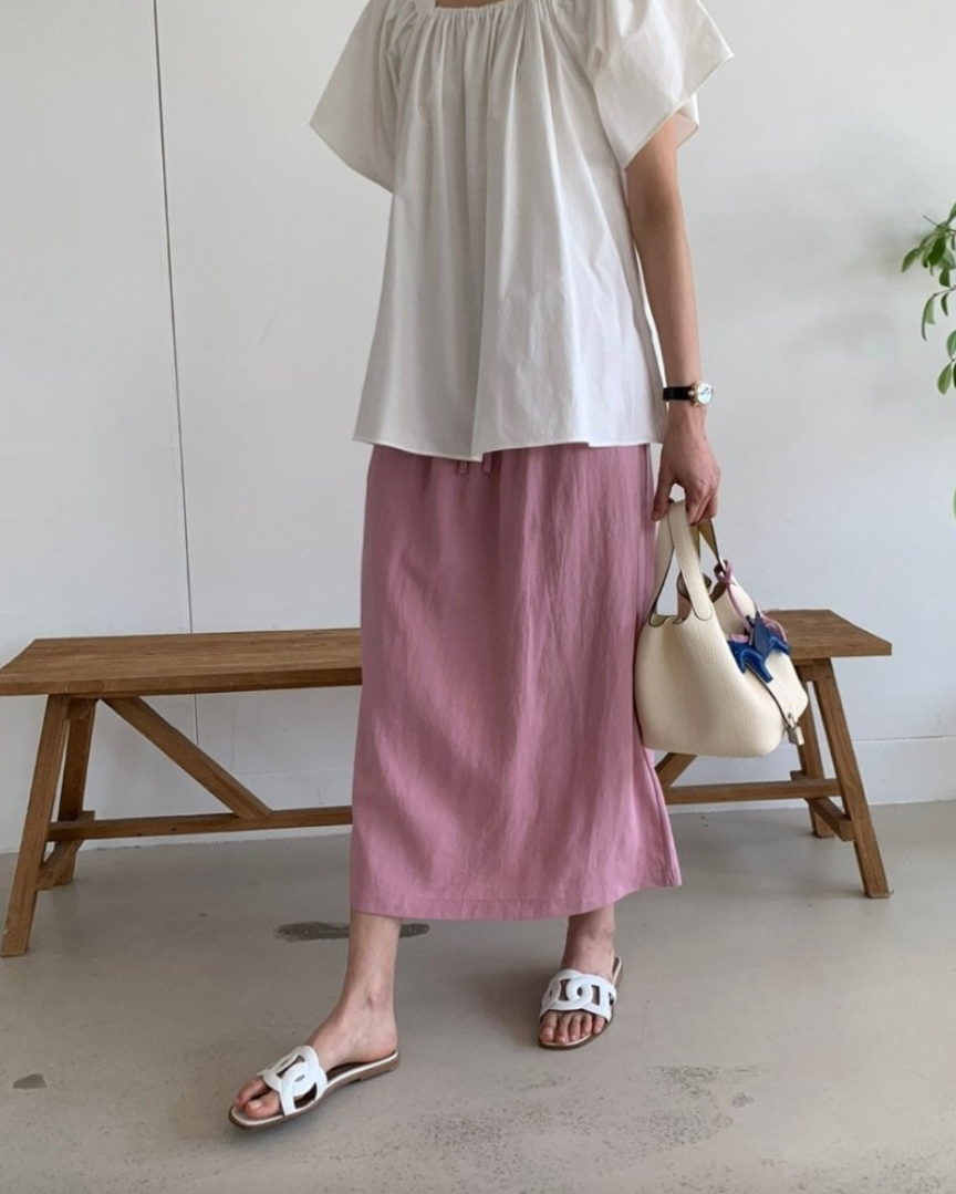 Soft linen midi skirt